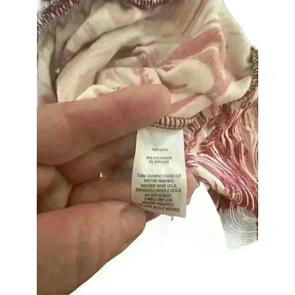 Womens Red White Marble Design Crop Top‎ Balloon Sleeve Size Medium M Midriff - Picture 12 of 13